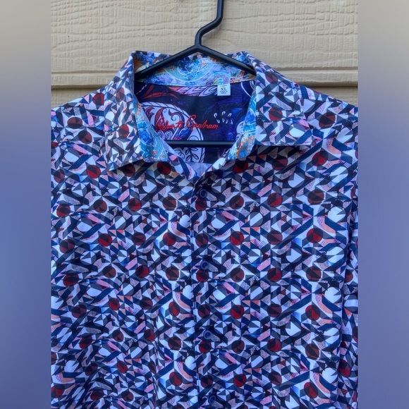 Robert Graham Faro Kaleidoscope Long Sleeve Shirt Paisley Flip Cuff Button Front - Picture 7 of 12